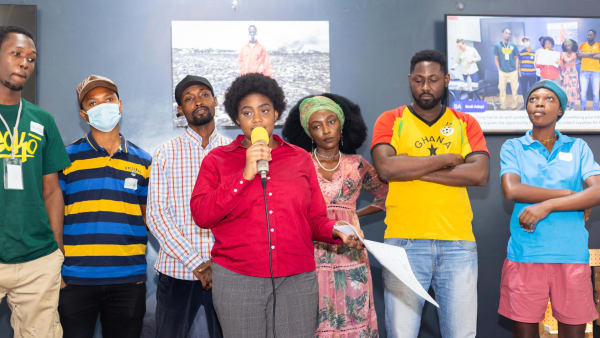 A group of Ghanian music entrepreneurs presenting their ideas.