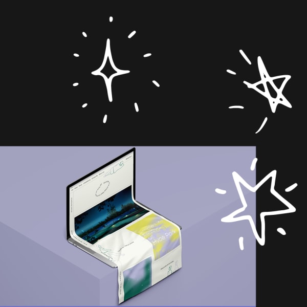 stars on a holographic background