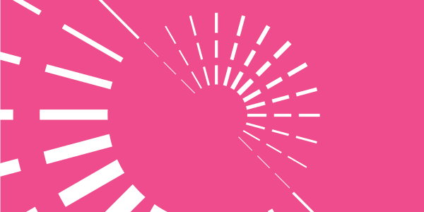 Decorative image of dsahed white circles on deep pink background
