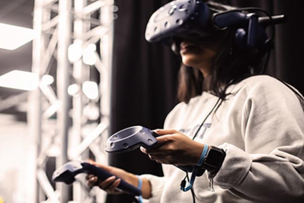 Female using VR headset