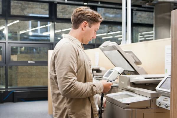 Student using a printer