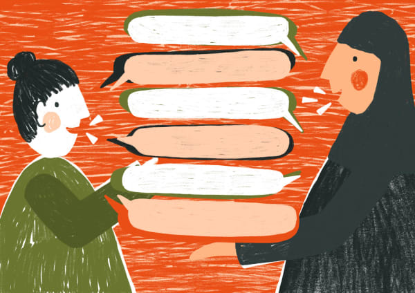 Illustration of two people having a conversation