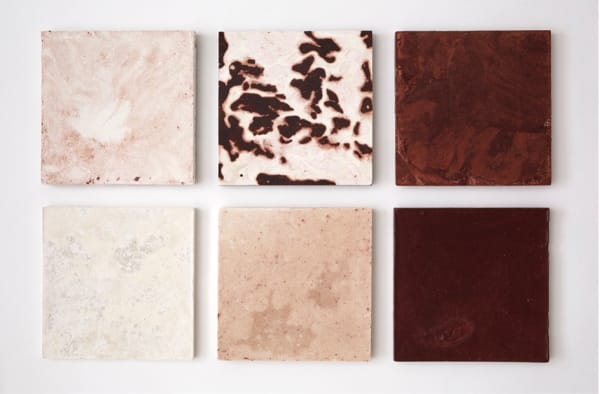 Six square tiles featuring different textures and patterns