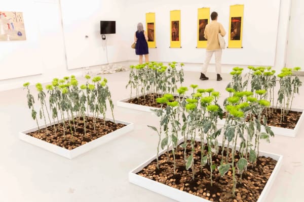 Installation with flowers by Weiye Wang