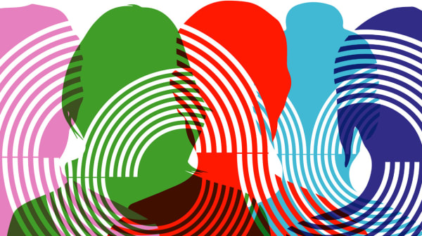 image of multi coloured silhouettes made out of swirls