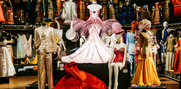 Display of costumes at a degree show