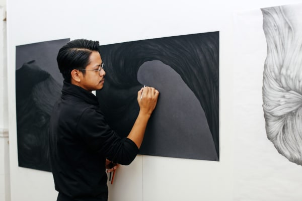 student in studio