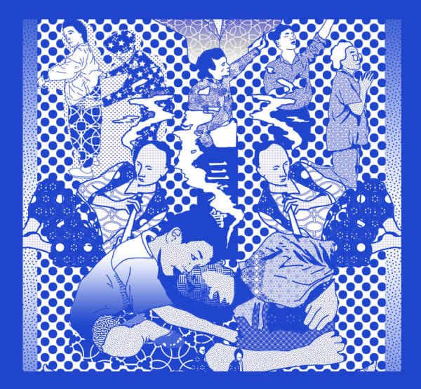 Blue and white graphic