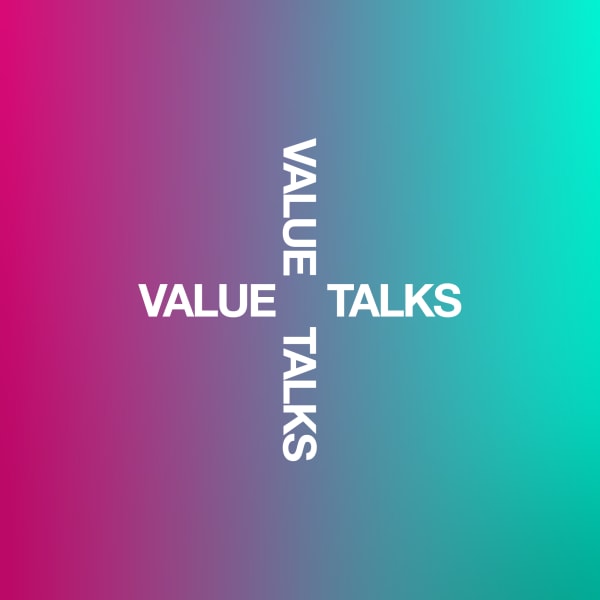 Gradient background with Value Talk text on top.