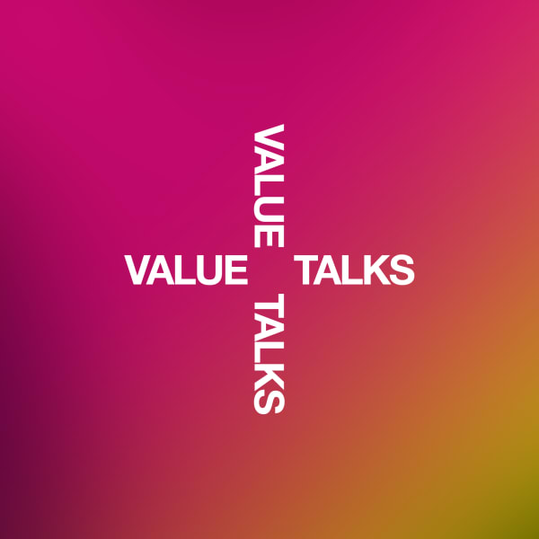 Gradient background with Value Talk text on top.