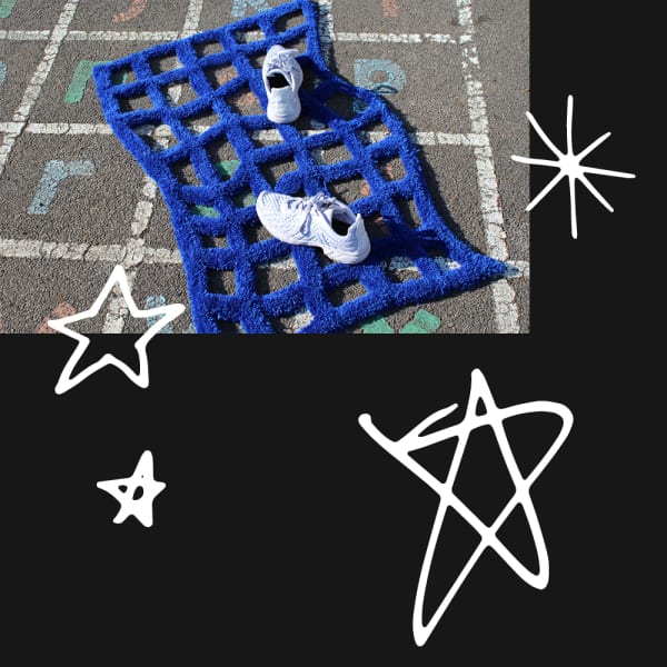Shoes on a knitted grid