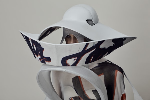 Model in Japanese style head dress.