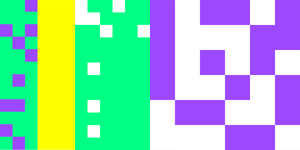 digital pixels in a variety of colours