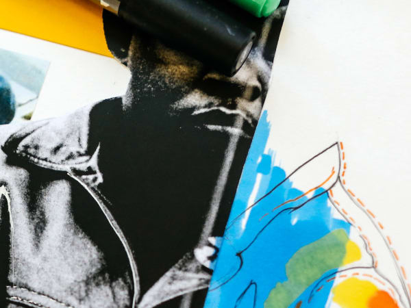 Collage with picture of Black Panthers and illustrations.
