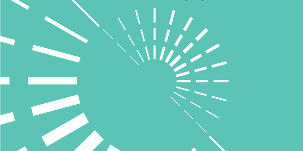 Decorative image of dashed white circles on teal blue background