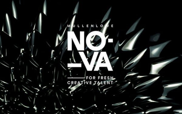 A spikey black object with the MullenLowe Group NOVA Awards logo laid over the top