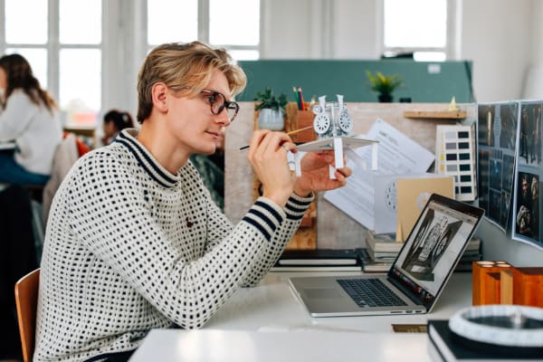 student in studio