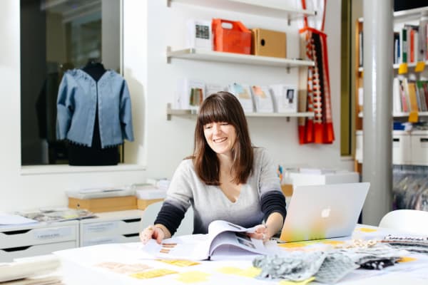 PhD student working in the studio