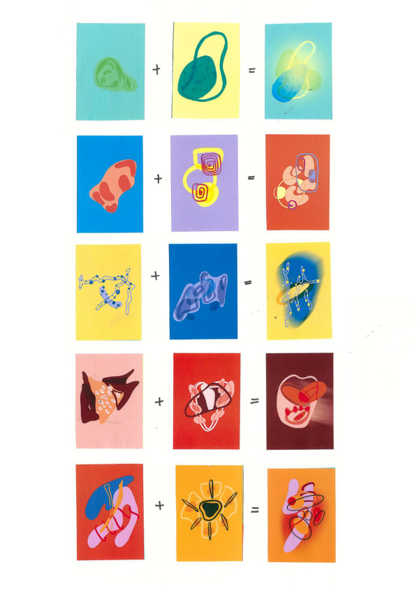 Colourful grid-like pattern of illustrated squares. 