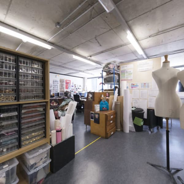 Mannequins on display inside the costume store at Central Saint Martins
