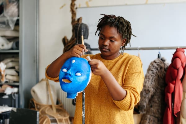 student in studio