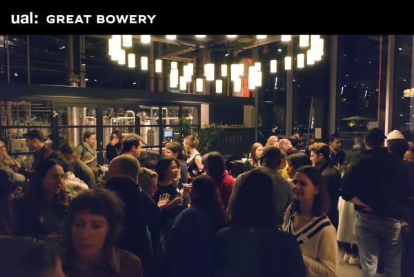 Networking drinks at platform bar