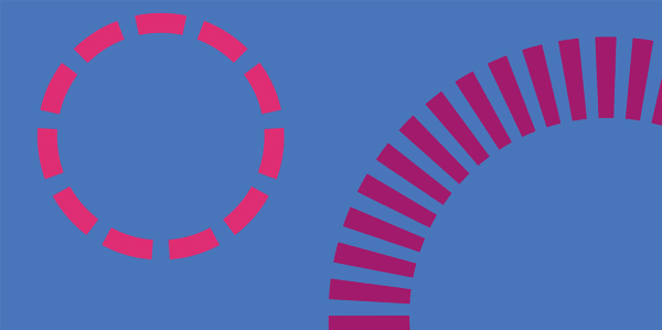 pink graphic dials on a lilac blue background