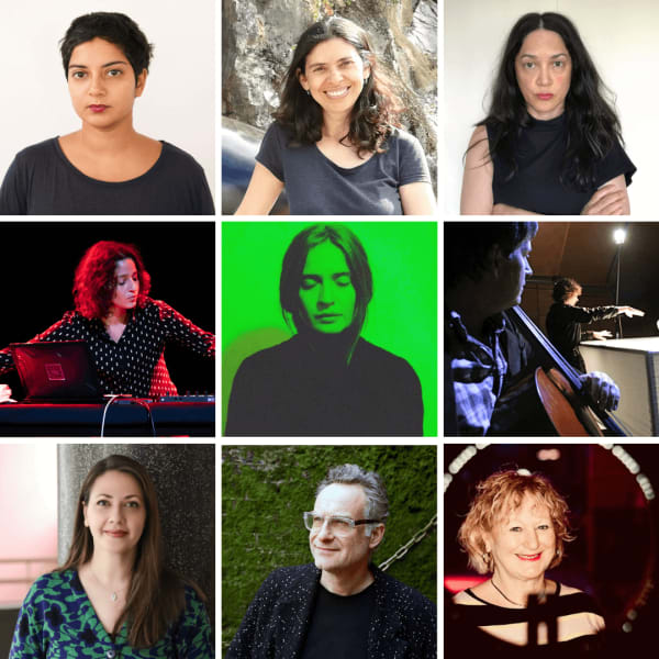 A 3 by 3 grid of Resonant dialogues online symposium presenters