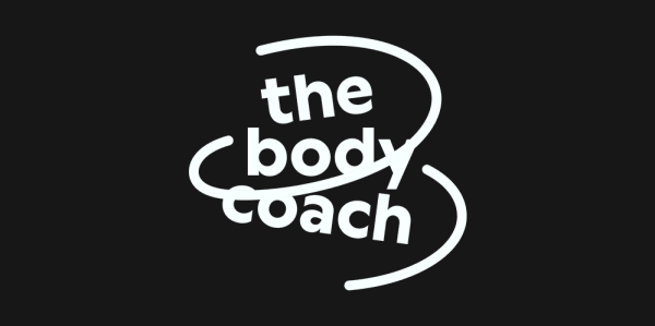 logotype reading 'the body coach' with a swirling spiral around it