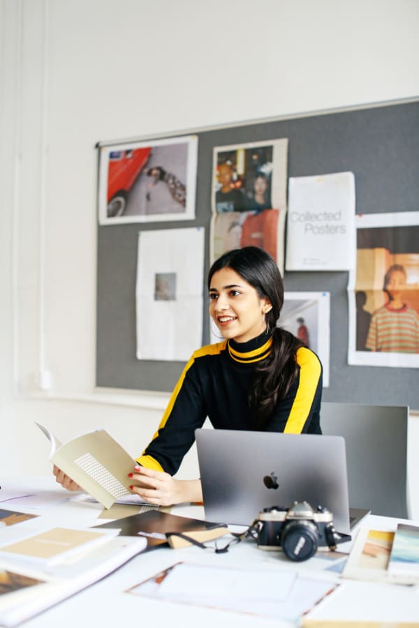 Student working in a studio.