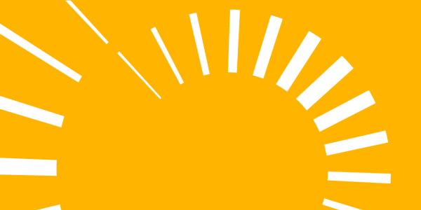 2  white radial graphics on a yellow background