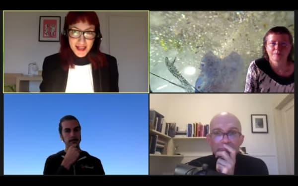 Four speakers on a split screen live event