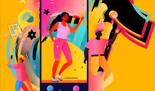 Graphic image on yellow background.