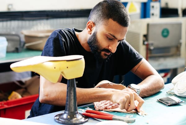 Photo of a man making shoes
