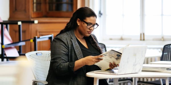 Girl studying with laptop