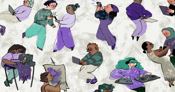 An illustration of lots of freelancers working on their careers