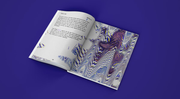 An open book on a blue background