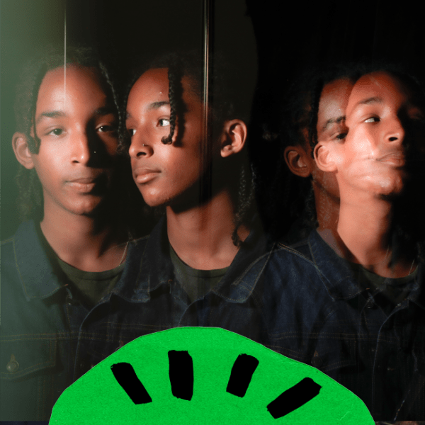 Headshot of a student captures as they move, there are 4 images of the student in motion