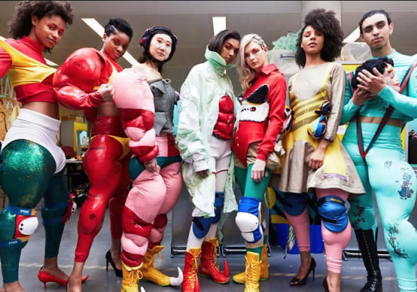 Models with hair styled by L'Oreal Pro staff at the CSM 2018 Degree Show Fashion Catwalk