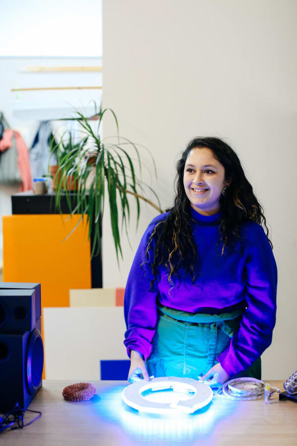 Roshni Bhagotra, Loan Technician, in the Media Store at Chelsea College of Arts.
