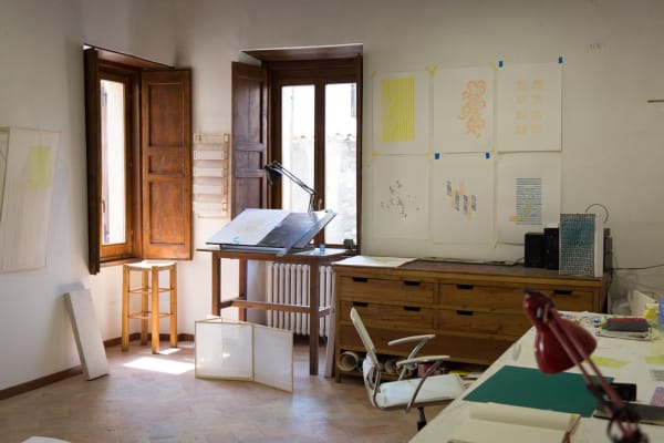 Image of Mahler & LeWitt Studios (art supplies and a desk)