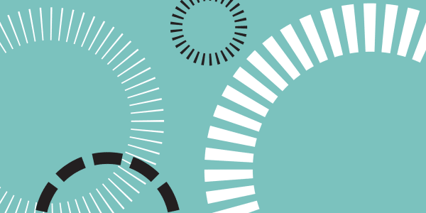 Decorative image of turquoise background with 4 dashed circles 