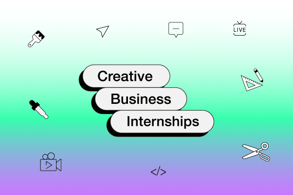 A gradient of white, green and purple with the text 