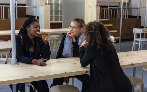 Students enjoying the new canteen.