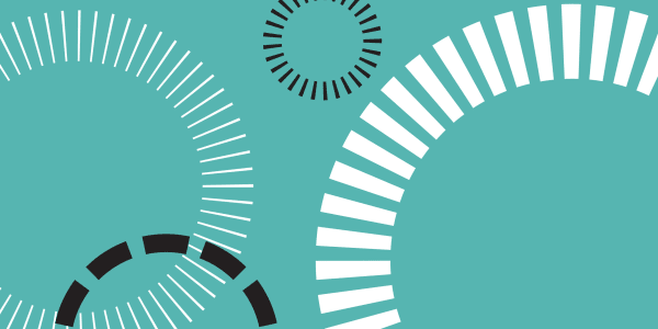Decorative image of turquoise background with 4 dashed circles 