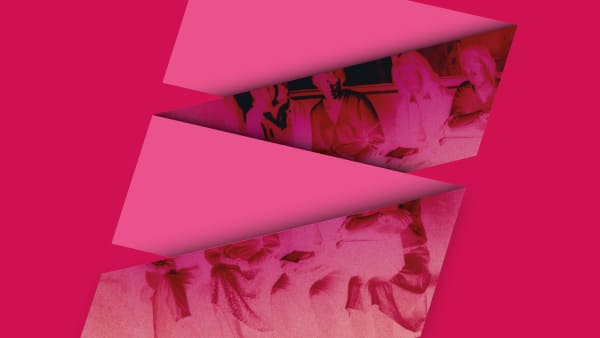 Bright pink image with a graphic revealing student work.