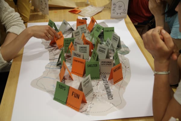 Folded cards on a table 