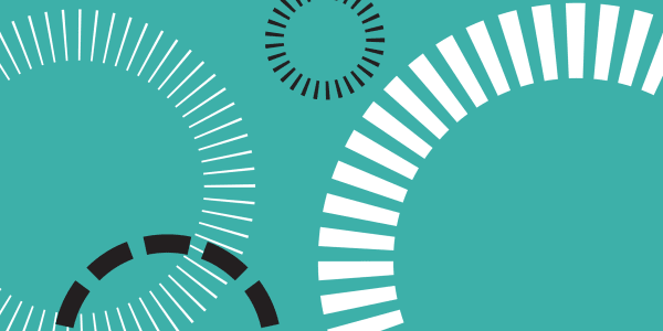 Decorative image of turquoise background with 4 dashed circles 