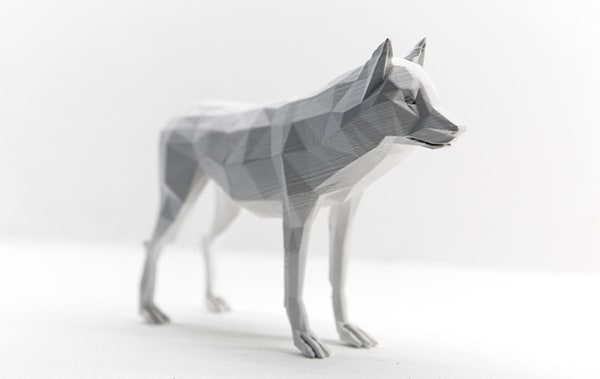 A 3D model of a wolf produced by an animation student.