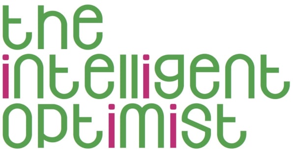 The Intelligent Optimist written in pink and green lettering